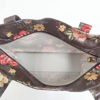 Cath Kidston  PVC 花柄 薔薇 バラ コーティング トートバッグ ブラウン レディース キャスキットソン【中古】5-0404G◎