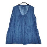 45R/45rpm フェザーリネンの藍染めポシャギノースリーブトップ ブラウス ブルー レディース フォーティーファイブアールピーエム【中古】5-0608S♪