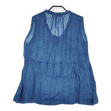 45R/45rpm フェザーリネンの藍染めポシャギノースリーブトップ ブラウス ブルー レディース フォーティーファイブアールピーエム【中古】5-0608S♪