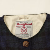 liflattie ships/HARRIS TWEED チェック ノーカラー ウール コート グリーン ネイビー リフラティ シップス/ハリスツイード【中古】4-1029T♪