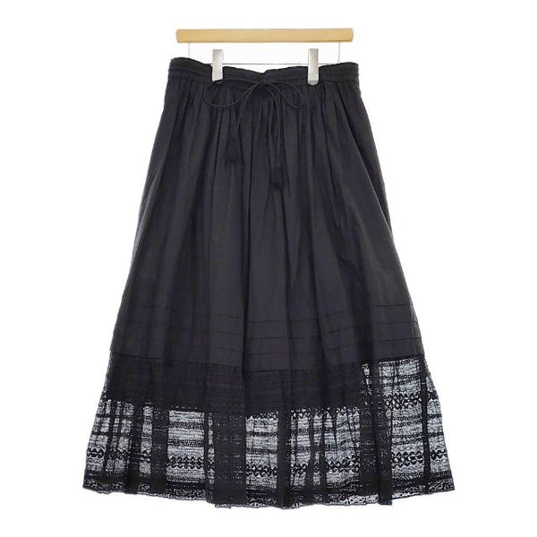 FANAKA インド製 裾レース コットン ロングスカート ブラック レディース ファナカ【中古】5-0529M∞