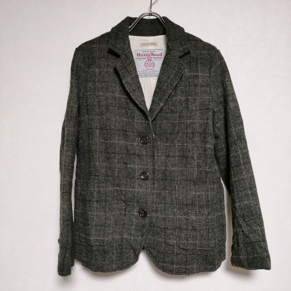 HARRIS TWEED/liflattie ships ツイード チェック テーラードジャケット グレー レディース ハリスツイード/リフラティ シップス【中古】4-1117T∞