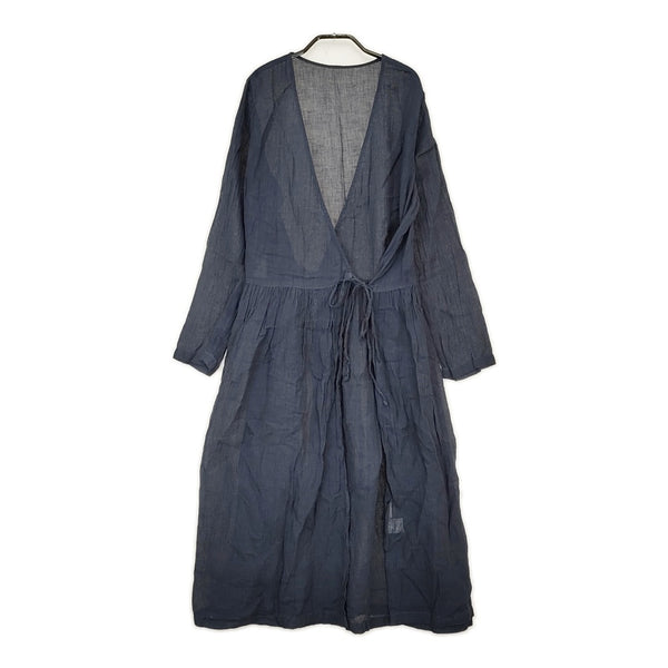nest Robe リネン ギャザー 羽織 ローブ 01151-1054-1 カシュクール ワンピース ネイビー レディース ネストローブ【中古】5-0506M♪