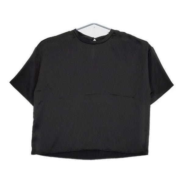 ZARA 半袖 ポリエステル プルオーバー EUR XL USA XL MEX 32 ブラウス シャツ ブラック レディース ザラ【中古】5-0709S∞