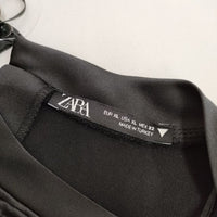 ZARA 半袖 ポリエステル プルオーバー EUR XL USA XL MEX 32 ブラウス シャツ ブラック レディース ザラ【中古】5-0709S∞