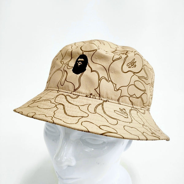 BAPE/A BATHING APE LINE CAMO バケットハット 帽子 ハット ベージュ メンズ アベイシングエイプ【中古】4-1220G◆