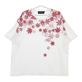 gomme リーフ柄 オーバーサイズ 半袖Ｔシャツ カットソー ホワイト レッド レディース ゴム【中古】5-0709S∞