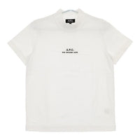 A.P.C. ロゴ刺繍 ハイネック 半袖Ｔシャツ カットソー ホワイト レディース アーペーセー【中古】5-0709S∞