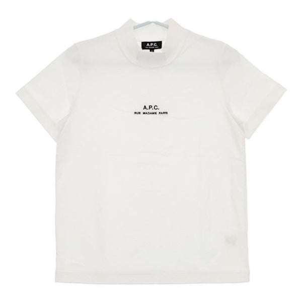 A.P.C. ロゴ刺繍 ハイネック 半袖Ｔシャツ カットソー ホワイト レディース アーペーセー【中古】5-0709S∞