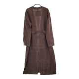 ATON リネン ガウン LINEN HOUNDS TOOTH ローブ コート ブラウン レディース エイトン【中古】5-0416M∞