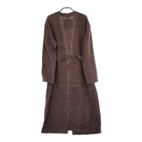 ATON リネン ガウン LINEN HOUNDS TOOTH ローブ コート ブラウン レディース エイトン【中古】5-0416M∞