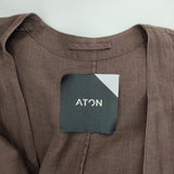 ATON リネン ガウン LINEN HOUNDS TOOTH ローブ コート ブラウン レディース エイトン【中古】5-0416M∞
