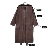 ATON リネン ガウン LINEN HOUNDS TOOTH ローブ コート ブラウン レディース エイトン【中古】5-0416M∞