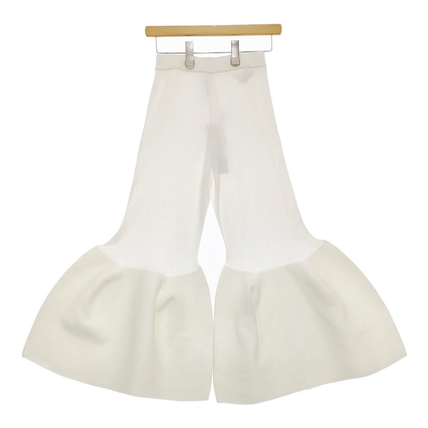 CFCL 新品 POTTERY CUPRO BELL BOTTOM PANTS サイズ1 定価55000円 リブニット パンツ ホワイト レディース シーエフシーエル【中古】4-1219M♪