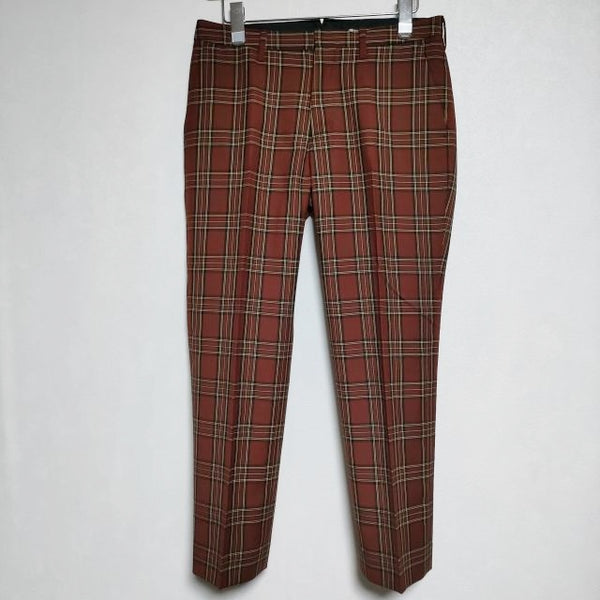 MARGARET HOWELL 578-242405 TROUSERS ウール タータンチェック パンツ ワインレッド レディース マーガレットハウエル【中古】4-1130T∞