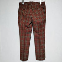 MARGARET HOWELL 578-242405 TROUSERS ウール タータンチェック パンツ ワインレッド レディース マーガレットハウエル【中古】4-1130T∞