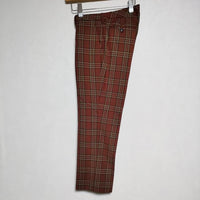 MARGARET HOWELL 578-242405 TROUSERS ウール タータンチェック パンツ ワインレッド レディース マーガレットハウエル【中古】4-1130T∞