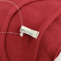 MILFOIL リブ 2分袖インナー MCS-LTS020 オーガニックコットン 半袖Ｔシャツ カットソー レッド レディース ミルフォイル【中古】5-0709S∞