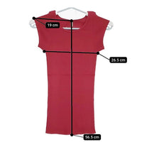 MILFOIL リブ 2分袖インナー MCS-LTS020 オーガニックコットン 半袖Ｔシャツ カットソー レッド レディース ミルフォイル【中古】5-0709S∞