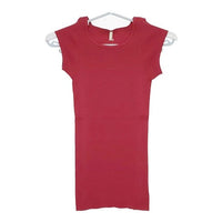 MILFOIL リブ 2分袖インナー MCS-LTS020 オーガニックコットン 半袖Ｔシャツ カットソー レッド レディース ミルフォイル【中古】5-0709S∞