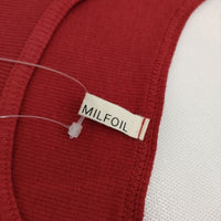 MILFOIL リブ 2分袖インナー MCS-LTS020 オーガニックコットン 半袖Ｔシャツ カットソー レッド レディース ミルフォイル【中古】5-0709S∞
