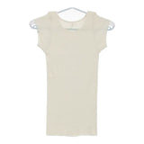 MILFOIL リブ 2分袖インナー MCS-LTS020 オーガニックコットン 半袖Ｔシャツ カットソー ライトグリーン レディース ミルフォイル【中古】5-0709S∞