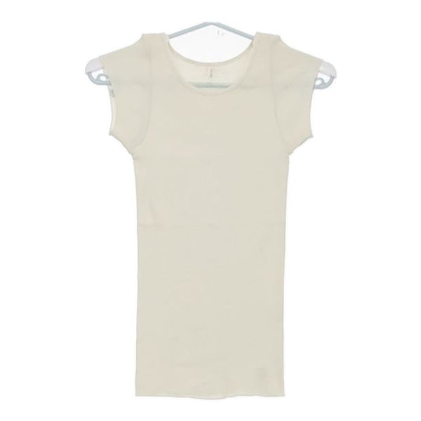 MILFOIL リブ 2分袖インナー MCS-LTS020 オーガニックコットン 半袖Ｔシャツ カットソー ライトグリーン レディース ミルフォイル【中古】5-0709S∞