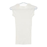 MILFOIL リブ 2分袖インナー 半袖Ｔシャツ カットソー オフホワイト レディース ミルフォイル【中古】5-0709S∞