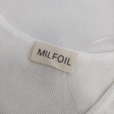 MILFOIL リブ 2分袖インナー 半袖Ｔシャツ カットソー オフホワイト レディース ミルフォイル【中古】5-0709S∞