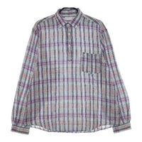 SUNSHINE+CLOUD SLIP ON SHIRT S1K-2407 コットンリネン チェック プルオーバー 長袖シャツ ブルー ピンク レディース サンシャイン+クラウド【中古】5-0416M∞