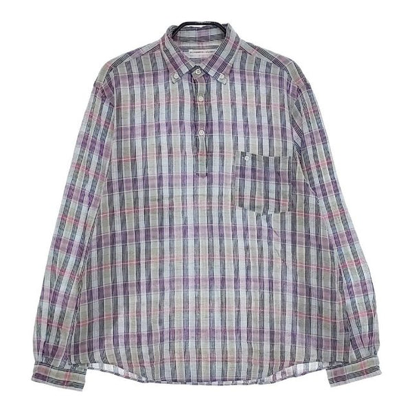 SUNSHINE+CLOUD SLIP ON SHIRT S1K-2407 コットンリネン チェック プルオーバー 長袖シャツ ブルー ピンク レディース サンシャイン+クラウド【中古】5-0416M∞
