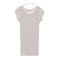 MILFOIL リブ 2分袖インナー MOC-LTS020 半袖Ｔシャツ カットソー ライトピンク レディース ミルフォイル【中古】5-0612S∞