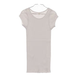 MILFOIL リブ 2分袖インナー MOC-LTS020 半袖Ｔシャツ カットソー ライトピンク レディース ミルフォイル【中古】5-0612S∞