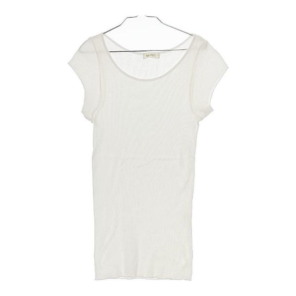MILFOIL リブ 半袖Ｔシャツ カットソー ホワイト レディース ミルフォイル【中古】5-0612S∞