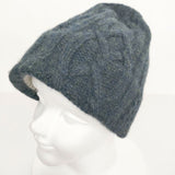 mature ha slant cutting knit cap aran2 lamb 定価9200円 MK-2135L ニットキャップ ネイビー レディース マチュアーハ【中古】4-1221A∞