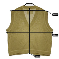MHL. DRY COTTON LINEN 595-4161501 サイズ2 ニット ジップアップ Vネック ベスト 24SS カーキ レディース エムエイチエル【中古】5-0608M♪