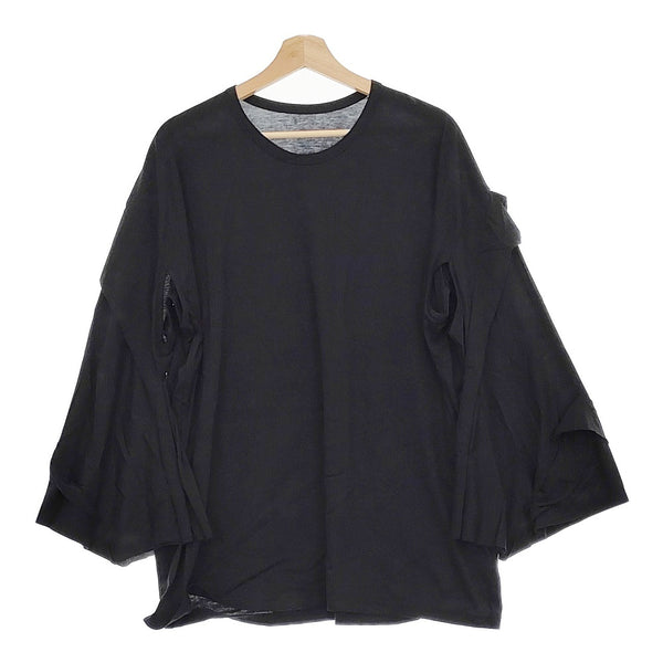 Yohji Yamamoto IROPREMIUM REVERSE SEAM PO FZ-T08-077 サイズ2 デザイン カットソー ブラック レディース ヨウジヤマモト【中古】4-1219M♪