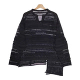 Y's STRIPE OPENWORK ASYMMETRIC LONG SLEEVE PULLOVER yy-k73-684 サイズ2 ニット 24SS ブラック レディース ワイズ/Yohji【中古】4-1014M♪