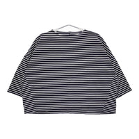 LinenYa delave long sleeve border T-shirs narrow width 定価12100円 ボーダーカットソー ネイビー レディース リネンヤ【中古】5-0227M♪