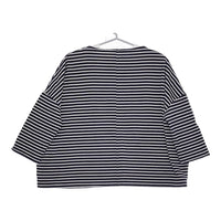 LinenYa delave long sleeve border T-shirs narrow width 定価12100円 ボーダーカットソー ネイビー レディース リネンヤ【中古】5-0227M♪