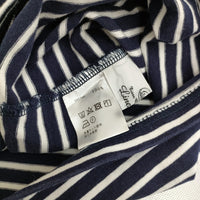 LinenYa delave long sleeve border T-shirs narrow width 定価12100円 ボーダーカットソー ネイビー レディース リネンヤ【中古】5-0227M♪