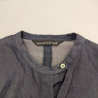 mizuiro-ind セルロース 比翼ボタン スタンドカラー コクーンシャツ  ブラウス シャツ ブルー レディース ミズイロインド【中古】5-0612S∞