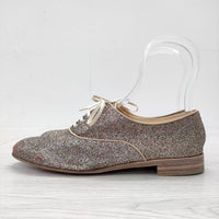 Christian Louboutin 新品 FRED FLAT GLITTER ラメ グリッター レースアップシューズ サイズ39 シューズ・靴 シルバー 多色 レディース クリスチャンルブタン【中古】4-1118G◎