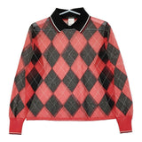ISABEL MARANT アーガイル シアートップス ポロシャツ レッド ブラック レディース イザベルマラン【中古】5-0328M♪