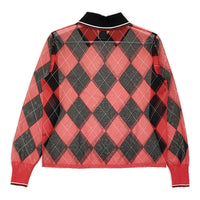 ISABEL MARANT アーガイル シアートップス ポロシャツ レッド ブラック レディース イザベルマラン【中古】5-0328M♪