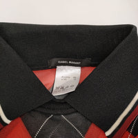 ISABEL MARANT アーガイル シアートップス ポロシャツ レッド ブラック レディース イザベルマラン【中古】5-0328M♪