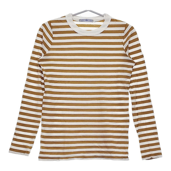 R&D.M.Co- サイズS ボーダー 長袖Ｔシャツ カットソー ロンＴ ホワイト ブラウン レディース オールドマンズテーラー【中古】5-0227M♪