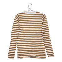 R&D.M.Co- サイズS ボーダー 長袖Ｔシャツ カットソー ロンＴ ホワイト ブラウン レディース オールドマンズテーラー【中古】5-0227M♪