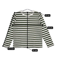 DMG サイズ3 ボーダー 長袖Ｔシャツ カットソー ロンＴ ホワイト グリーン レディース ディーエムジー/ドミンゴ【中古】5-0227M♪
