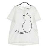 AMERICANA バッグファスナー ネコプリント 半袖Ｔシャツ カットソー ホワイト レディース アメリカーナ【中古】5-0612S∞